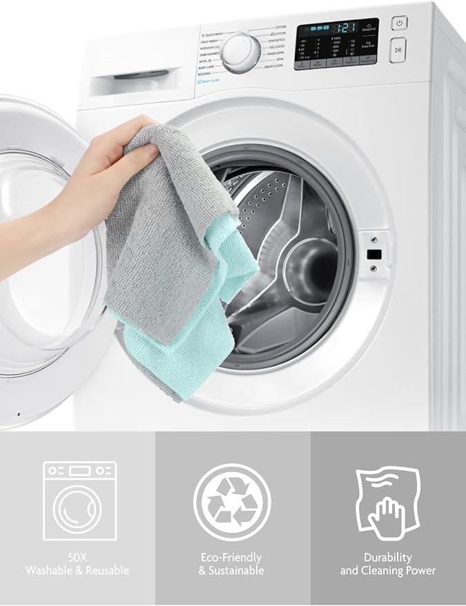 Fantasticlean Microfiber Cleaning Cloth Roll- 40 Sheets, 12" x 12" (Blue) | Super Absorbent, Lint-free, Tear-away Microfiber Towel Roll, for All-Purpose Cleaning
