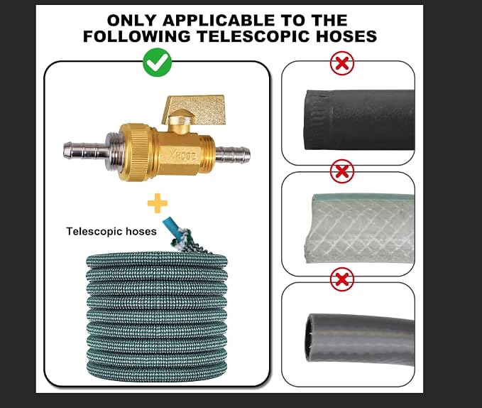 Garden telescopic hose end adapter with shut off Valve,Garden retractable hose end Fittings Kit,Suitable for flexible telescopic hose Repair Connector Brass Shut Off Valve 1Set