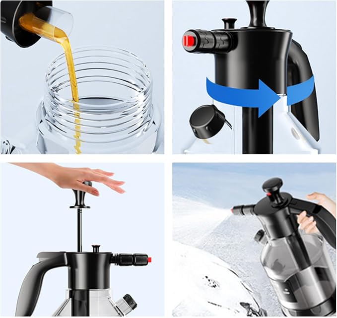 Hand Pump Foam Sprayer, Hand Pressurized Spray Bottle 2L Multifunctional Foaming Pump Sprayer for Home and Car