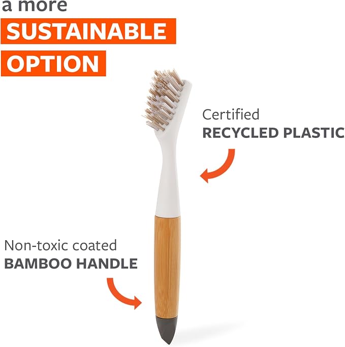 Full Circle The Every-Crevice Detail Brush, Deep Cleaning Brush for Crevices, Shower, & Grout, Tough Bristles, Sustainable Bamboo Handle, 2-Pack | Tough bristles & a sustainable bamboo handle make deep cleaning crevices and showers easy.
