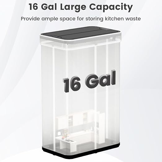 Goplus 16 Gallon Kitchen Trash Can, Stainless Steel Motion Sensor Garbage Can with Butterfly Lids, Slim Automatic Touchless Trash Bin for Kitchen Bedroom Stay Open, Soft Close, Sliver
