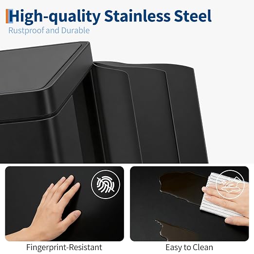 Dual Compartment Trash Can 60L (2x30L), Stainless Steel Recycling Bin with Removable Buckets, Soft Close Odor-Sealing Lid, Collapsible Pedal, Fingerprint Resistant for Home Kitchen or Office