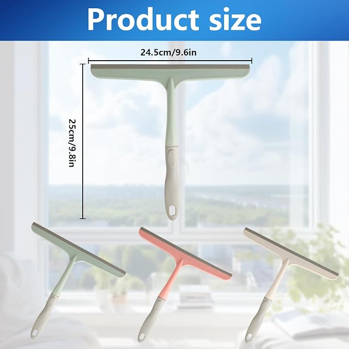 3 Pcs Shower Squeegee for Glass Doors, Car Window Squeegee | Window Cleaning Squeegee Glass Shower Door for Car Window Wiper Mirror Windshield, Reusable, Easy to Clean, With 3 Hooks
