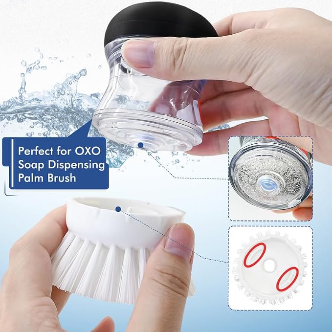 Palm Brush Refills for OXO Soap Dispensing Dish Brush | 8 Pack Cleaning Replacement Brush Head for OXO Palm Brush