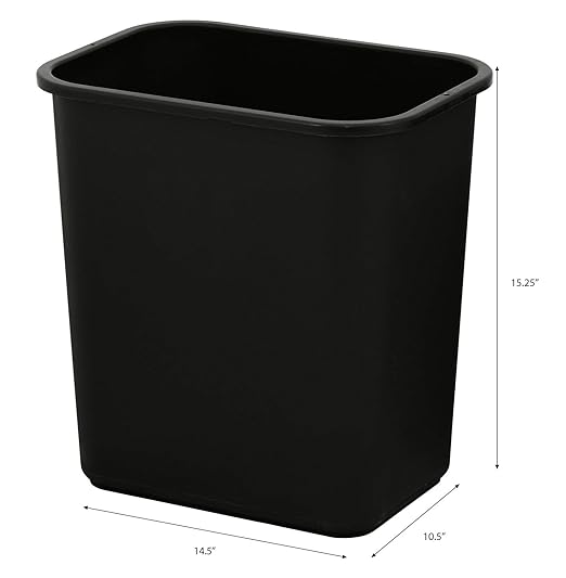 United Solutions 7 Gallon / 28 Quart Space Saving Trash Wastebasket, Fits Under Desk and Small, Narrow Spaces in Commercial, Kitchen, Home Office, and Dorm, Easy to Clean, 2 Pack, Black, (WB0338) | Slim 30.8-quart bins fit small spaces in offices, kitc...