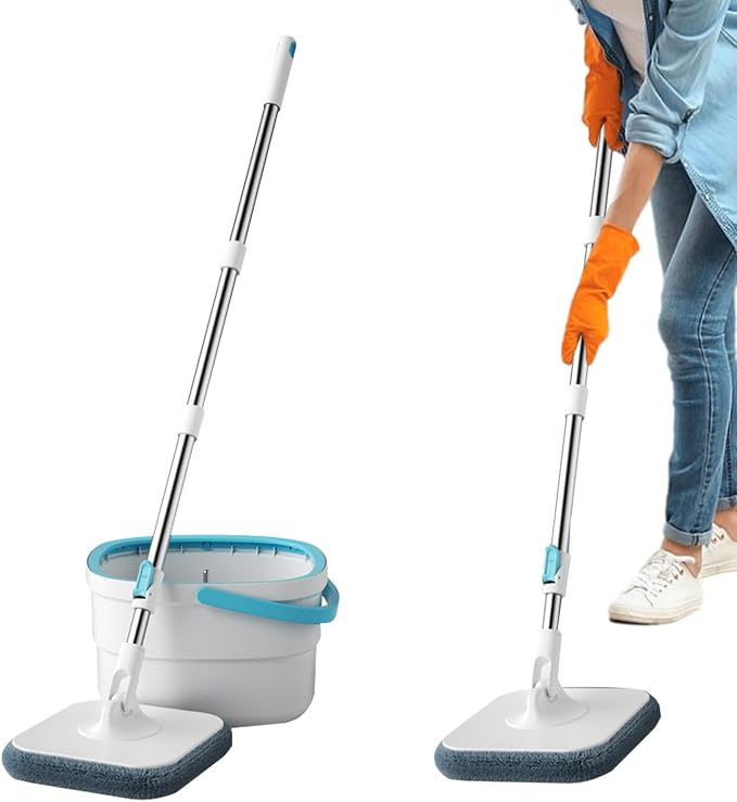 Mop and Bucket Set Housekeeping Floor Cleaning Supplies | Mop And Bucket Set with Wringer for Hardwood Living Room Dining Room Kitchen Bathroom Study