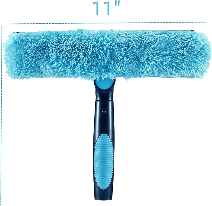 4pcs 11" Window Squeegee & Microfiber Scrubber 2-in-1 Cleaning Tool | Attachment Only