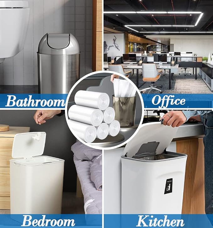 1.2 Gallon 350pcs Small Trash Bags - Strong Garbage Bags, Bathroom Mini Trash Can Liners, Plastic Bags for Home Office, Waste Basket Liners, Fit 5 Liter, 0.8,1,1.5 Gal