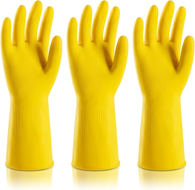 ThxToms Heavy Duty Rubber Cleaning Gloves, Reusable Dishwashing Gloves for Kitchen, Gardening, Pet Care - 20 Mil Extra Thick