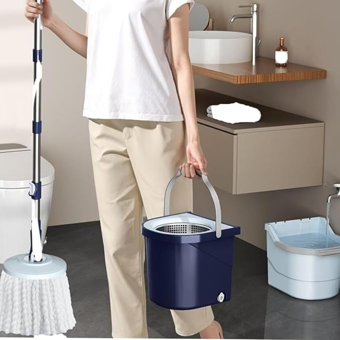 Spin Mop and Bucket Set | 4 Washable Microfiber Mop Heads, Durable Replacement Pads for Hardwood, Tile & Multi-Surface Floor Cleaning