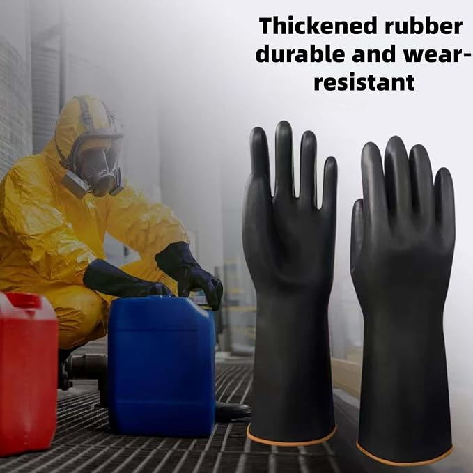 Household Cleaning 18inch Kitchen Dishwashing Rubber Gloves | Red Long Sleeved Heavy-duty Waterproof gloves, household kitchen dishwashing, Long cuffs, Reusable, Non slip