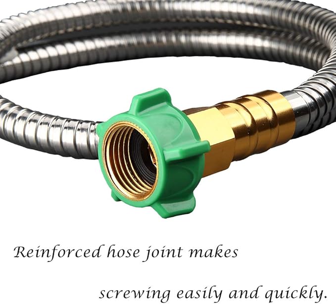 Beaulife New 304 Stainless Steel Metal Garden Hose with Nozzle-Flexible, Portable & Lightweight (1 foot)