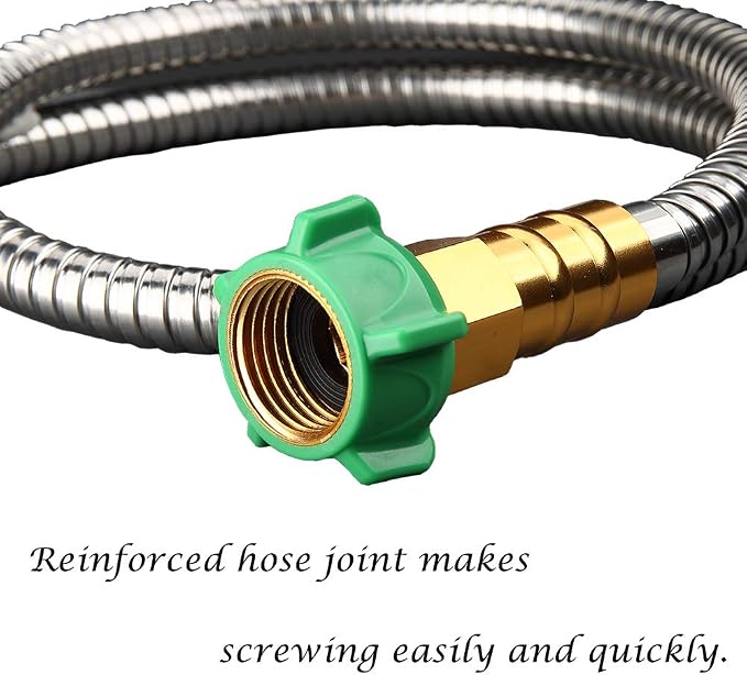 BEAULIFE 304 Stainless Steel Metal Garden Hose 25 Feet with Brass Garden Hose Nozzle Flexible, Portable & Lightweight Kink Free Garden Water Outdoor Hose