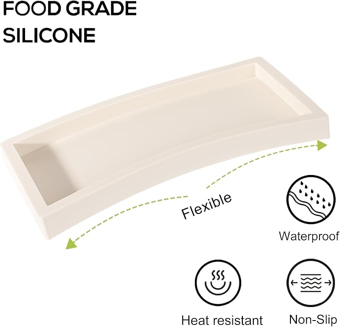 Silicone Bathroom Vanity Tray Dish Soap Holder Sink Organizer, Beige | Large, Thickened Silicone, Easy to Clean, Waterproof, Non-Slip, for Countertop, Kitchen, Bedroom, Dresser
