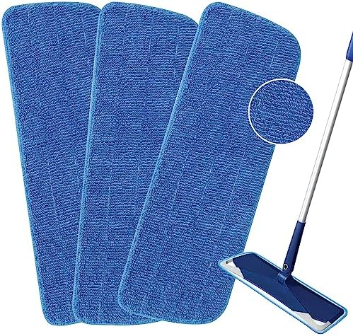 3 Pack Microfiber Mop Pads Replacement for Wet/Dry Mops Floor Cleaning Reusable Mopping Pads Refills for Spray Mops Compatible with Bona Floors Care System and Any Microfiber Flat Spray Mop