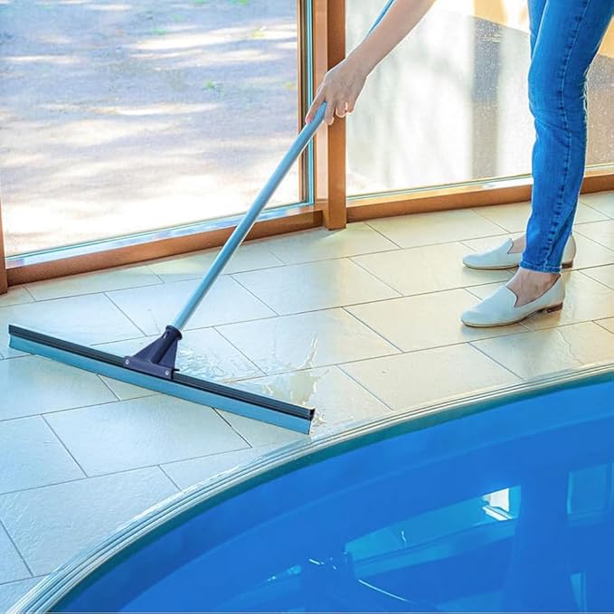 Floor Squeegee for Concrete Floor, 30" Large Squeegee Broom, Heavy Duty Floor Squeegee for Tile with 51.5" Handle for Garage, Deck, Bathroom, Window, Glass