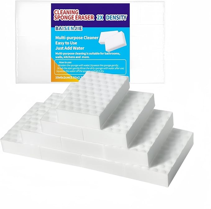 Magic Sponges Eraser,10 Pack Melamine Sponge Bulk,2X Density,Long Lasting | Just add Water,Easy to Use,Cleaning Sponge for Kitchen,Bathroom,Bathtub,Sink,Furniture,Wall Cleaner