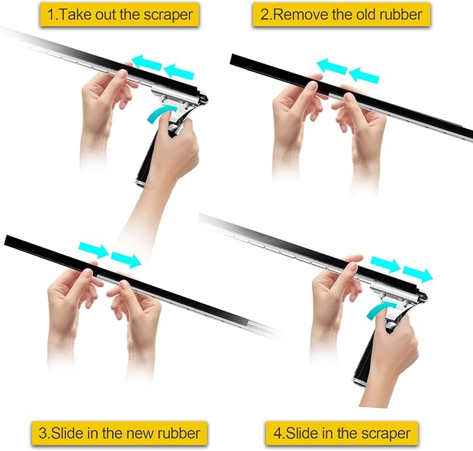 41-Inch High Elasticity Replacement Silicone Squeegee Strips, for Windows Glass Shower Door Cleaning, Durable and Easy to Install