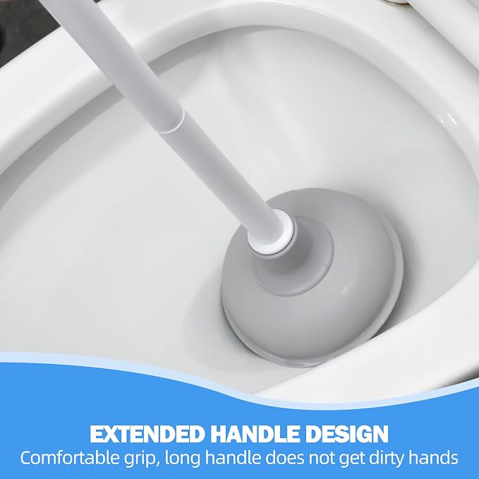 2 Pack Toilet Brush and Plunger Set, Plunger and Brush Set, White | Nylon Bristles, Strong Suction Plunger, With a drip tray, Bathroom Cleaning Tools,Apartment essentials, compact floor storage
