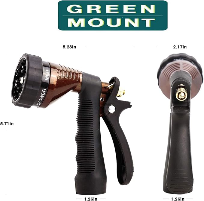 Water Hose Nozzle Spray Nozzle, Metal Garden Hose Nozzle with Adjustable Spray Patterns, Perfect for Watering Plants, Washing Cars