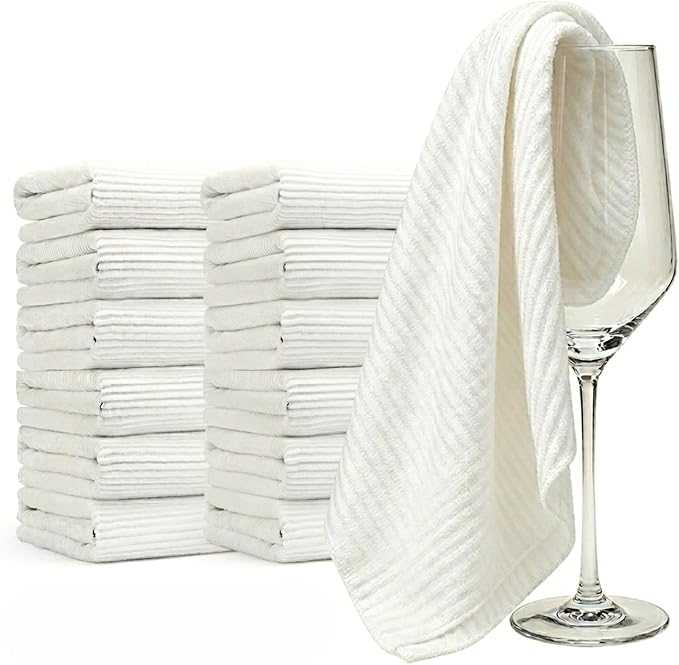 Microfiber Cleaning Cloth for Glasses, Glass Cleaning Cloths Lint Free, Polishing Cloth for Wine Glasses & Glassware, Streak Free Glass Towels for Cleaning, 12 Pack 12"×12"