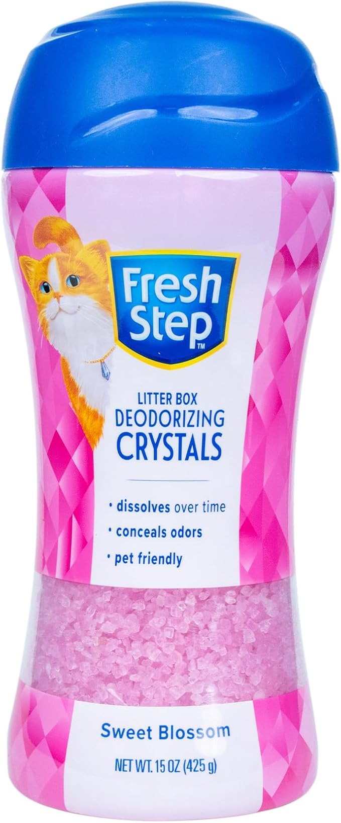 Fresh Step Sweet Blossom Cat Litter Deodorizing Crystals, 15 Oz | Non-toxic odor neutralizing formula, controls litter box smells, keeps home areas fresh, easy sprinkle