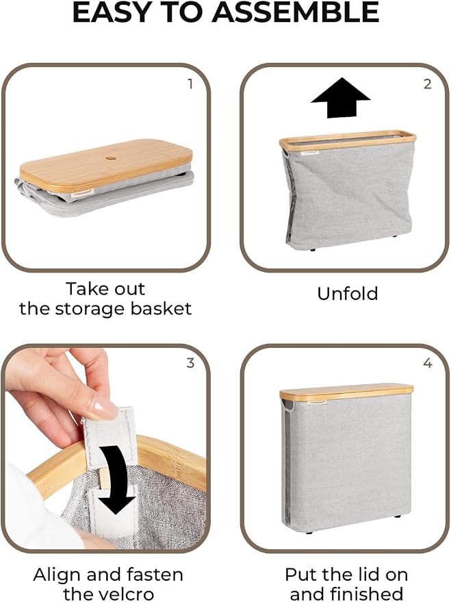 StorageWorks Toilet Paper Storage Basket with Bamboo Lid & Window | See Rolls at a Glance with Clear Window, Holds 16 Regular or 12 Mega Rolls for Bathroom Toilet Paper Storage, Grey