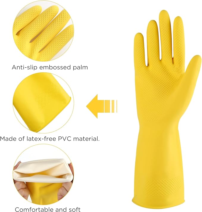 Rubber gloves dishwashing 2 or 4 Pairs for Kitchen,Cleaning gloves for household Reuseable.