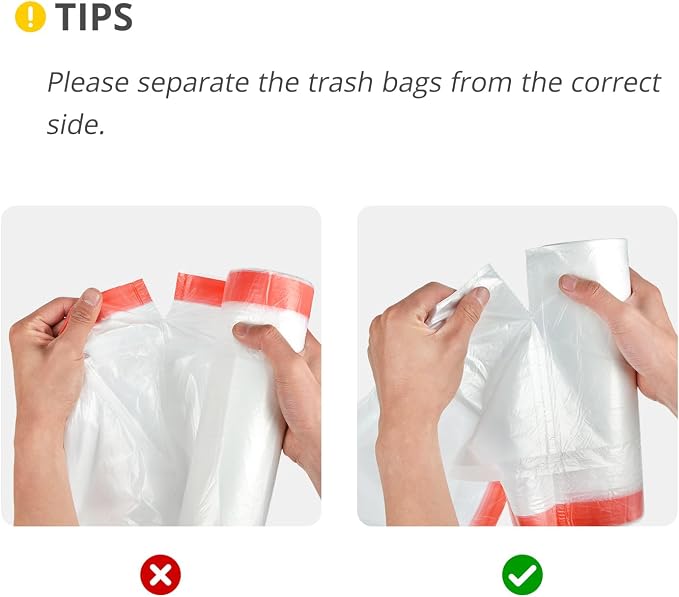 15 Gallon Drawstring Trash Bags, 108 Count, Clear, Unscented | Ultra Thick, Strong Plastic, 3 Rolls, Extra Wide, Garbage Bags for Tall Kitchen Office Lawn Yard