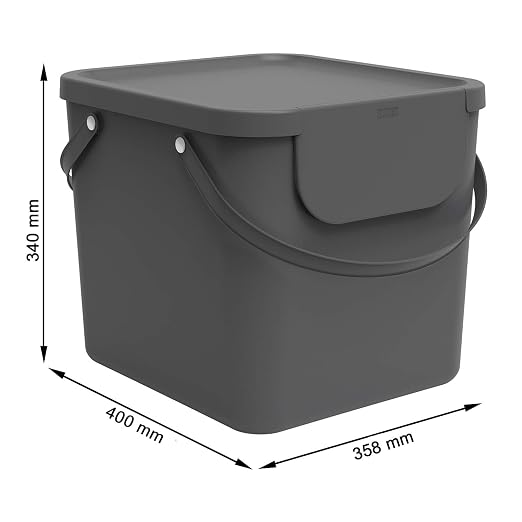 Rotho Albula Set of 3, Waste Separation System, 40 L for The Kitchen, Plastic (PP) BPA-Free, Anthracite/Blue/Cappuccino, 3 x 40 L (40.0 x 35.8 x 34.0 cm) | Rubbish Bin, Kitchen Waste Bin, Recycling Bin, Lid, Stackable, Long Handles, Easy Opening When S...