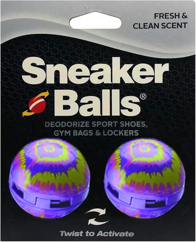 Sneaker Balls Odor-Fighting Shoe Fresheners, Eliminates Unpleasant Smells, Perfect For Sneakers, Gym Bags, Gear Bags, Drawers, Lockers, And More!, Radial Tie Dye, 2 Pack