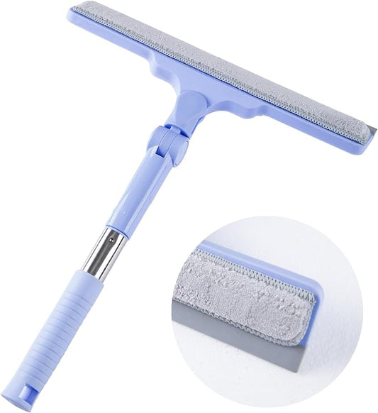 Shower Squeegee for Glass Doors, Cleaning Tile Wall,Car,Windshield Squeegee with 12" Blade and 15" Long Handle Bathroom Cleaner Tool for Household Home Window Mirror,