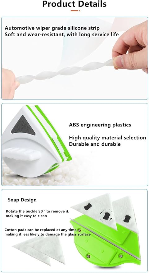 Double Sides Magnetic Window Cleaner Glass Surface Wiper Cleaning Brush Tool Suit for 20-30mm Thickness Double Insulating Glass