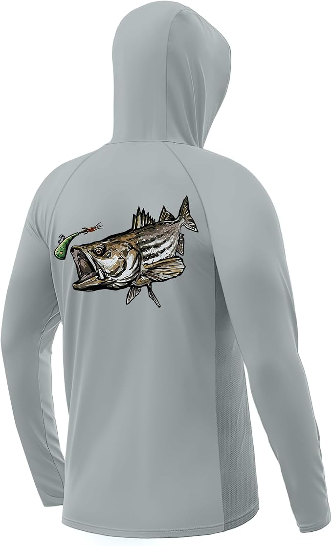 Palmyth Men's Fishing Hoodie UPF 50+ Long Sleeve with Face Mask Neck Gaiter | Zipper Pocket, Thumb Loops, Quick-Dry, Side Mesh Panels, Lens Cleaning Cloth