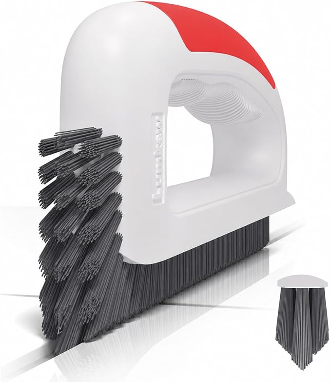 Lumkew Grout Cleaning Brush for Cleaner Tile Floors, Red, 1Pcs | V Shape, Hard Bristle, Grout Scrubber for Bathroom Shower Kitchen