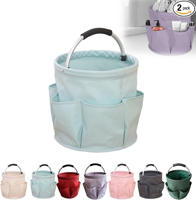 Professional Cleaning Caddy Organizer - 11" Wearable Cleaning Supply Bag with Adjustable Shoulder Strap & Handle - Housekeeper Essentials Organizer for Detailing Tools & Supplies (Sky Blue)