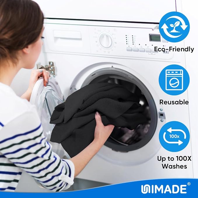 Microfiber Cleaning Cloth, 50 Pack Microfiber Towels | Cars Reusable Shop Rags Bulk Lint Free Cleaning Towels for Car Kitchen Automotive Bar Mechanic Garage, 11.5"x 11.5", Black
