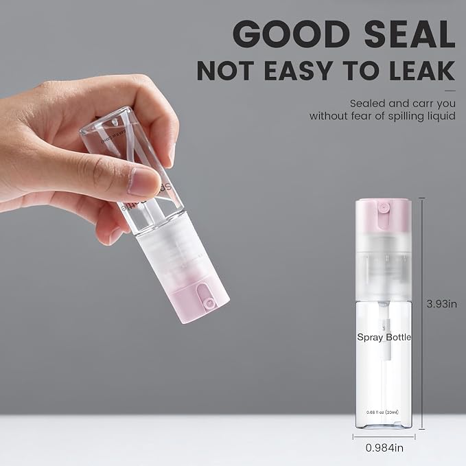 4 Pack Refillable Spray Bottle, Reversible Small Empty Spray Bottle with Fine Mist, Leak Proof - for Cleaning Solutions, Mosquito prevention, Face & Hair Mist - 4pk 0.68 OZ / 20 ML