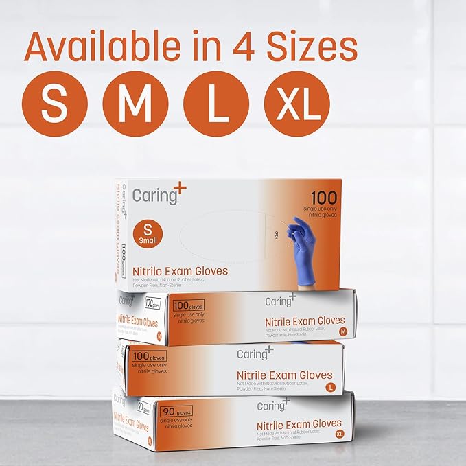 Nitrile Exam Gloves, Blue, Powder-Free, Disposable Gloves for Medical Care, First Aid, Cleaning, Food Prep