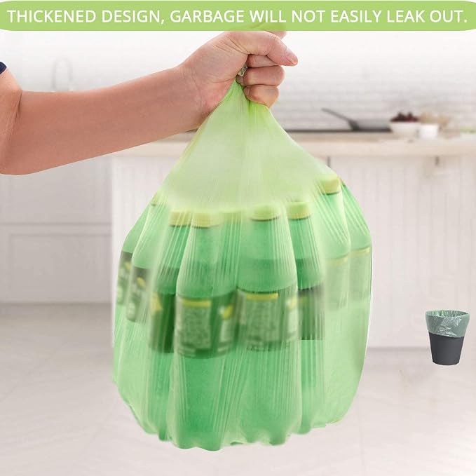 2 Gallon Compostable Trash Bags 100 Count | Green Biodegradable Garbage Bags 7.5 Liters Wastebasket Trash Liners for Bathroom Office Bedroom