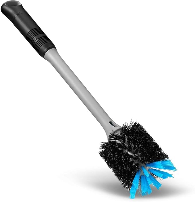 MOSOLAN 2-in-1 Bottle Brush and Straw Cleaner Brush, Black, 1 Pack | Long Handle Water Bottle Scrubbing Brush for Water Bottles, Glasswares, Mugs, Flasks, Tumblers and Kitchen Sink