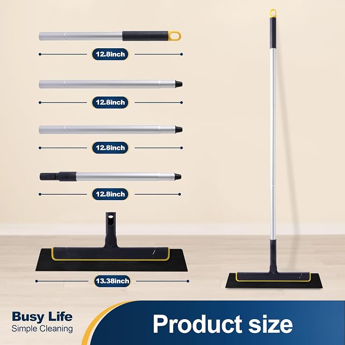 Yocada Floor Squeegee Broom EVA Foam Blade Aluminum Pole (Pack of 2)