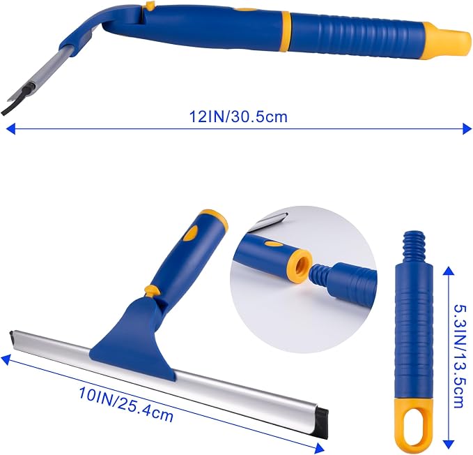 10" Swivel Window Cleaning Squeegee, All-Purpose Anti-Slip Window Squeegee with 2 Blades, Window Cleaner Tool Bathroom Squeegee for Shower Doors, Tile Shower Walls，Mirrors,Car Windshields