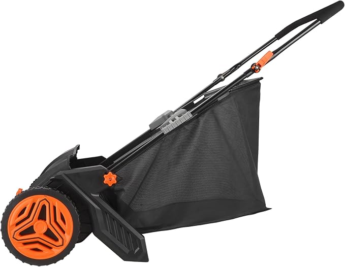 VEVOR Push Lawn Sweeper 21" Leaf & Grass Collector 3.5 cu. ft. Hopper Bag | Adjustable Brush Height & 2 Spinning Brushes, Manual Yard Sweeper for Leaves, Grass Clippings and Lawn Debris
