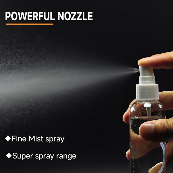 2 Pack Small Spray Bottle, 2OZ Travel Spray Bottle (Clear) | Fine Mist Plastic Spray Bottle, Refillable & Leak Proof Sprayer for Hair, Face Toner, Cleaning, Plants with Labels
