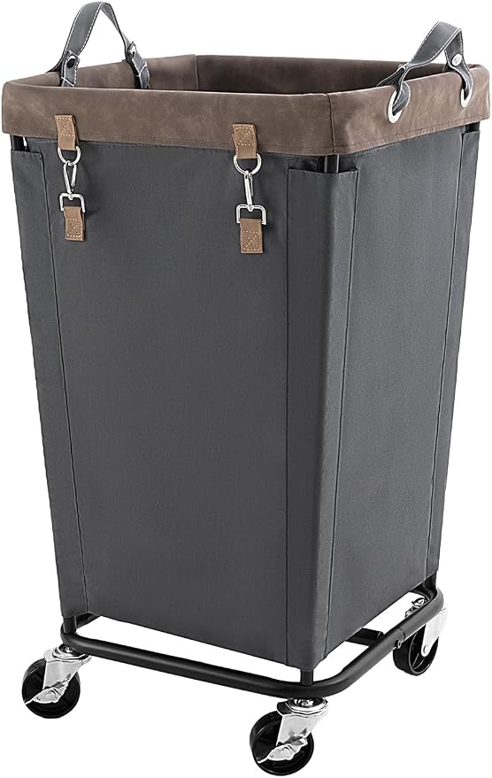 StorageWorks 160L Laundry Basket with Wheels, Rolling Hampers for Clothing | Grey Laundry Basket with Wheels, Metal Frame & Handles, Rolling Hamper for Bedroom, Bathroom, Dorm, Hotel