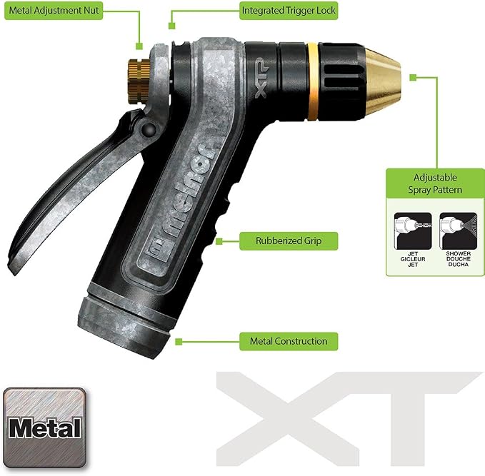 Melnor 65019-AMZ XT Metal Nozzle with QuickConnect Product Adapter Set, Adjustable Tip, Heavyweight Rear Trigger