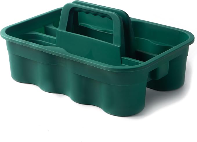 Matthew Large Plastic Tote Tool & Deluxe Supply Cleaning Caddy with Handle Portable Shower Basket Storage Caddy for Cleaning Products Organizer,Take-Out Coffee/Soft Drink,Bath Multi Use - Green