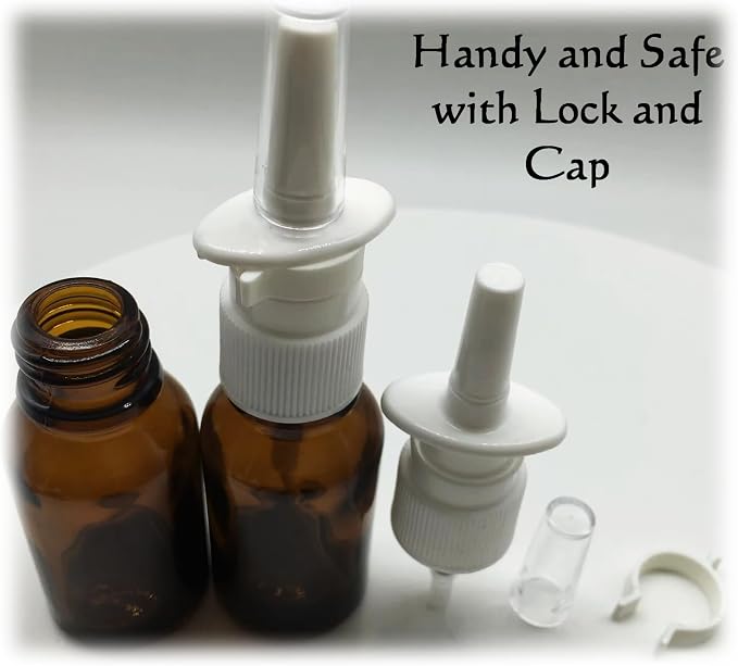 Nasal Spray Bottle Empty Amber Glass 1 oz Nasal Sprayer! EMPTY, Refillable, Travel Sized, Quality Glass for Saline Applications! (4 amber bottles)