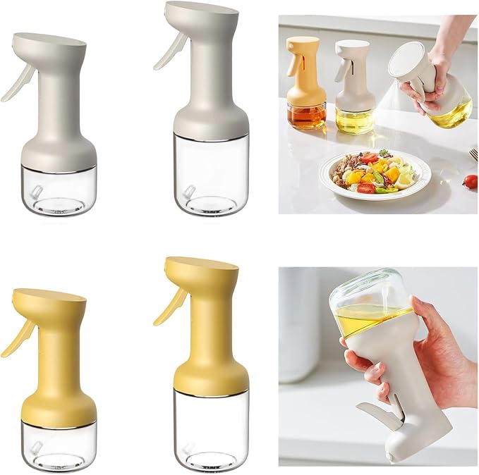 Multifunctional Glass Oil Sprayer Bottle with Pressurized Silicone Pumps Nonslip Handle for Cooking Vinegar and Sauce Dispensing Nondrip Oil Dispenser